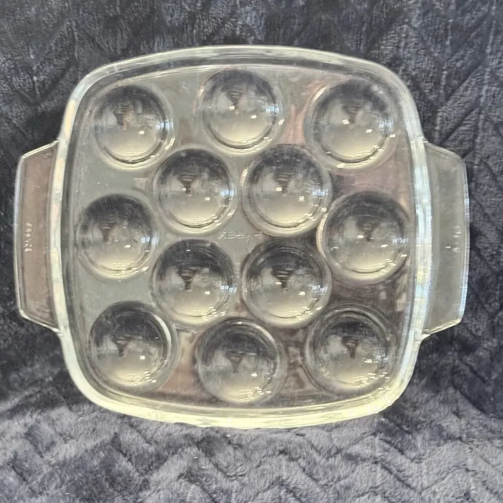 1 Vintage PYREX FRANCE Escargot/Deviled Eggs Glass PLATE/TRAY